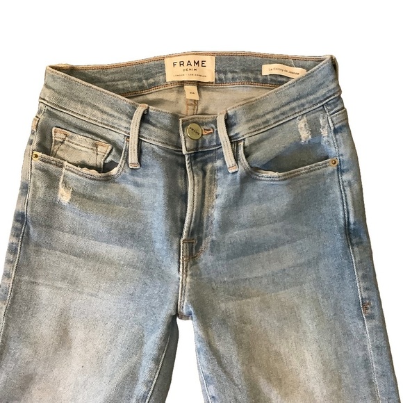 Women’s Petite Frame Denim Blue Skinny Jeans High-Rise Size 24 - Picture 4 of 12